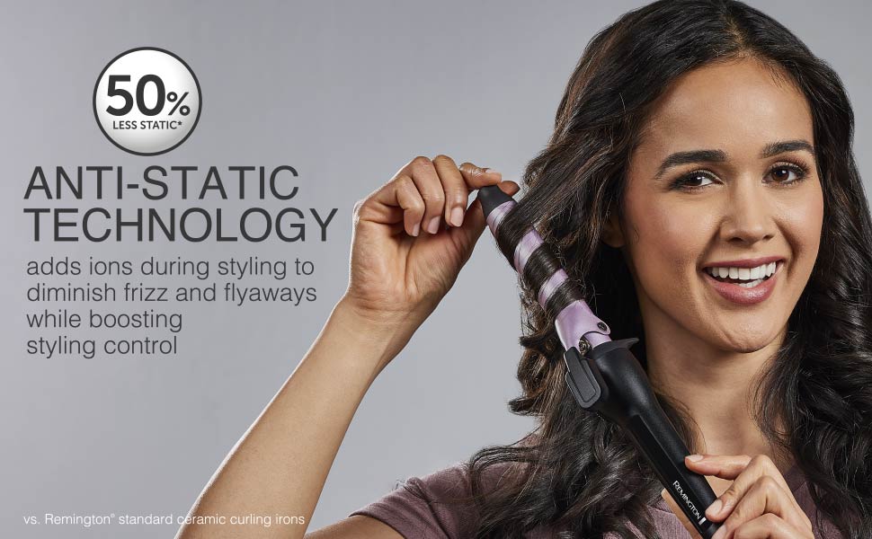 50% less frizz curling iron adds ions for smooth styles and tight curls