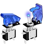 DaierTek 12V Blue LED Lighted Toggle Switch with Safety Cover Guard 3 Pin ON Off Covered Rocker H...