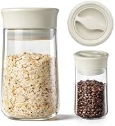 NUZEAK Upgraded Rotary Airtight Glass Jar with Lid, Borosilicate Coffee Storage Container, 800ml/...