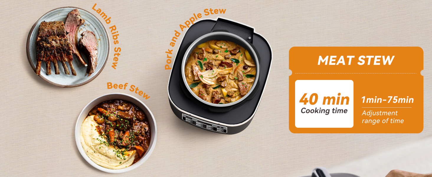 prepare meat stew in the nonstick ceramic inner pot.