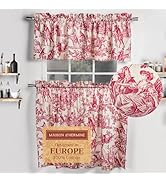 Maison d' Hermine Kitchen Curtains Sets for Windows 100% Cotton Set of Kitchen Curtains Valances ...