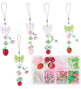 SUNNYCLUE 1 Box 189Pcs DIY 6 Sets DIY Phone Charm Making Kit Resin Strawberry Charms Cute Kawaii ...