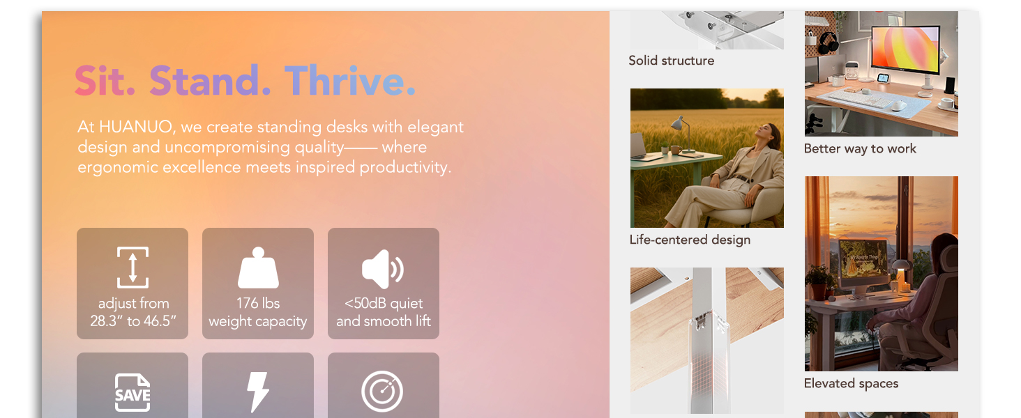 HUANUO Standing Desk with Drawers