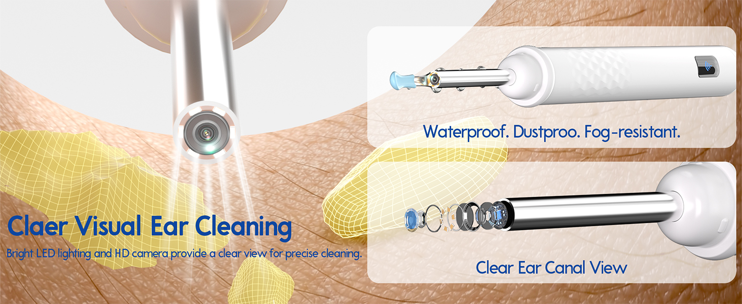Clear visual ear cleaning, waterproof dustproof, fog-resistant