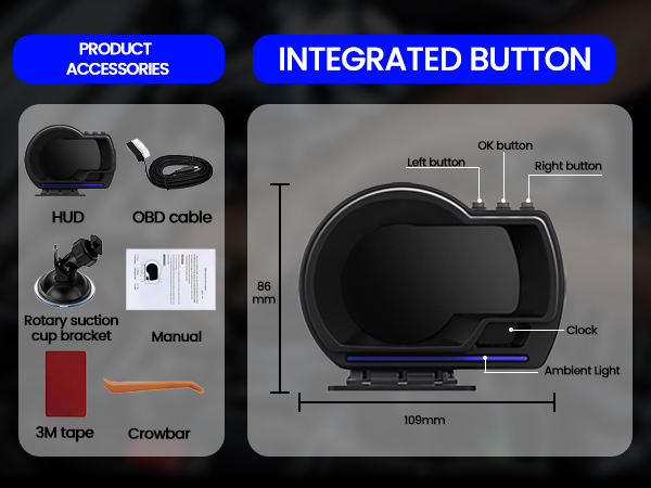 OBD2 GPS Dual System Car HUD Display
