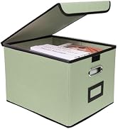 Tcbelosion File Storage Box with Lid, Foldable Portable Document Organizer with Handle, Perfect f...
