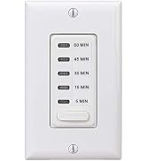 Intermatic EI205W 5/15/30/45/60 Minute Electronic In-Wall Countdown Auto-Off Timer, White