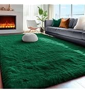PAGISOFE Dark Green Area Rug for Bedroom, Living Room Aesthetic, Soft Shaggy Fluffy Rugs for Boys...