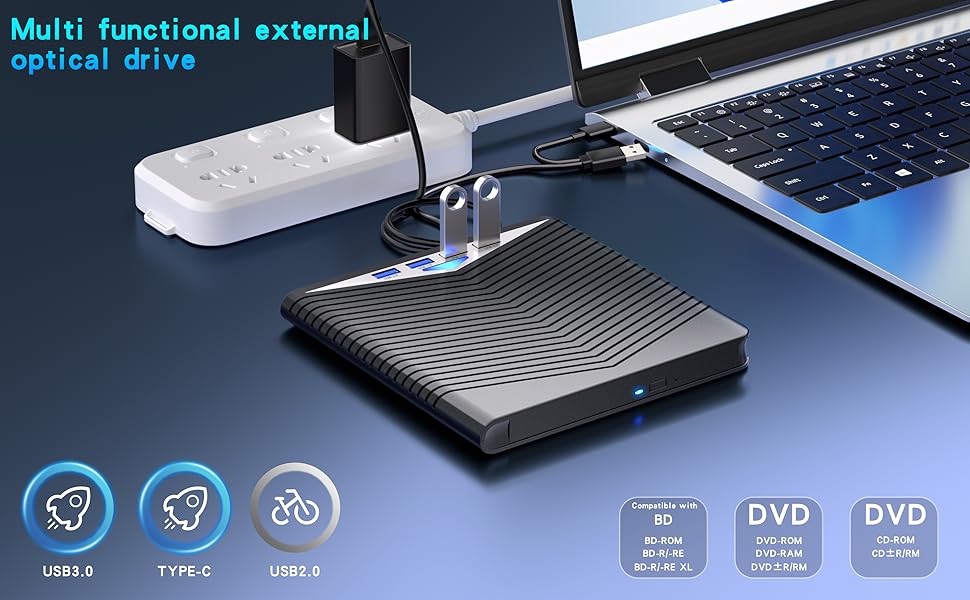 7-in-1External Blu ray Drive Read/Write with Bluray Burner