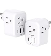 2-Pack Multi Plug Outlet Extender with USB, Addtam Electrical 3 Outlet Box Splitter with 3 USB Wa...