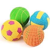 SCHITEC Squeaky Dog Balls, [4 Pack] Interactive Latex Rubber Squeak Dog Toys, 2.4'' Soft Bouncy F...