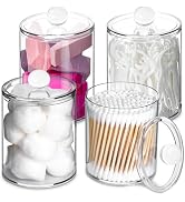 XIPENGKEJI 4 Pack Qtip Holder,Canister Apothecary Jar Set, Bathroom Jars with Lids Set for Cotton...