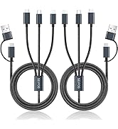 SEIPOG Multi Charging Cable 5 in 1, 2PCS 4FT USB C/A Multi Charger Cable to Type-C/Micro USB Port...