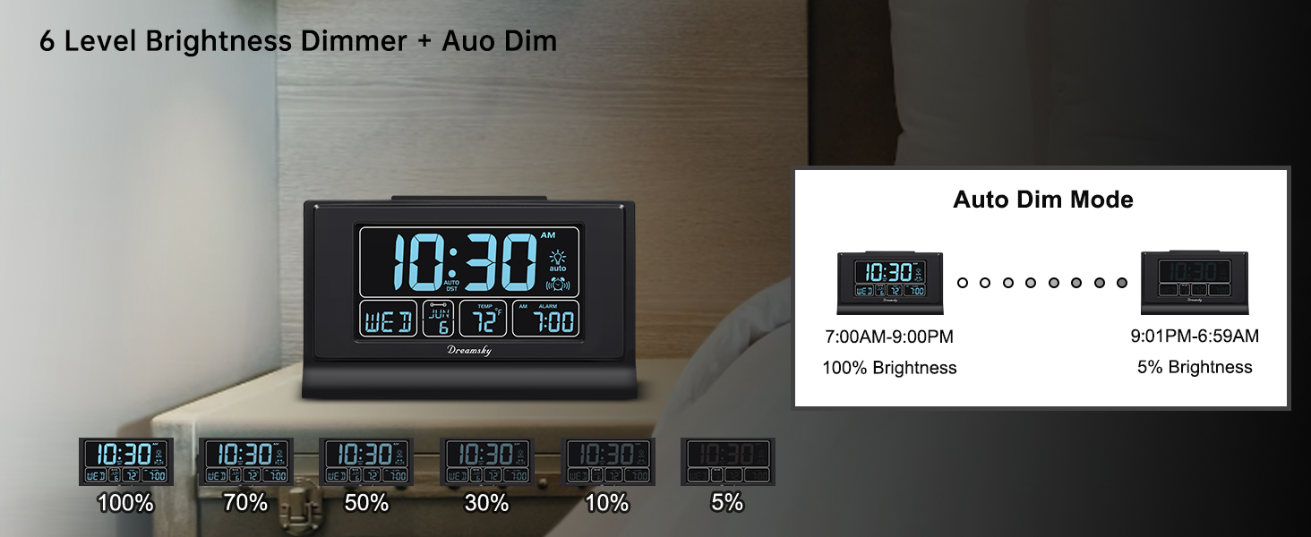 dimmable alarm clock