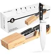 KATISUN Kitchen Knife Set, 6 Pieces Knife Block Sets with Bamboo Knives Drawer Organizer, Perfect...