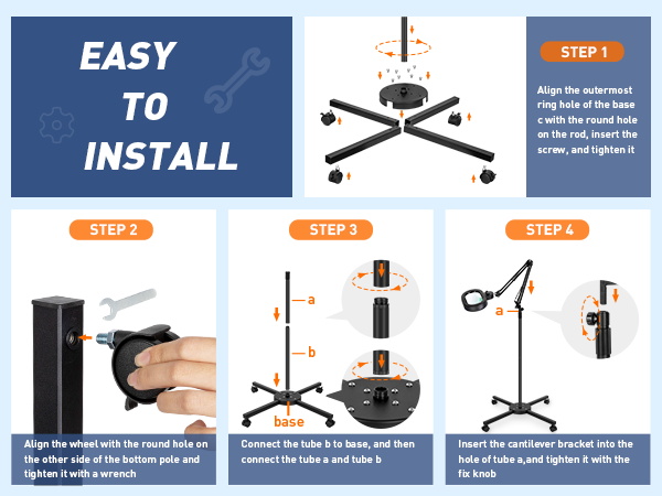 standing magnifying glass with light Workbench lamp large magnifying glass Easy to install