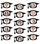 JarThenaAMCS 50Pcs Graduation Hat Cutouts Grad Black Caps Tassel Paper Cut-Outs with 100Pcs Glue ...