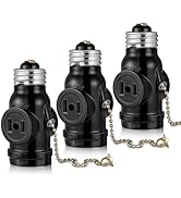 2 Outlet Light Socket Adapter,E26 Bulb Socket to Outlet Splitter,Converts Medium Screw Socket int...