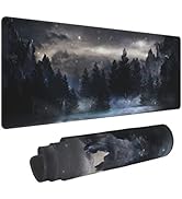Forest Extra Large Black Gaming Mouse Pad Non-Slip Rubber Base Giant Mountain Mousepad 31.5x11.8i...