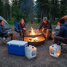 Collapsible cubes being used by the camp fire