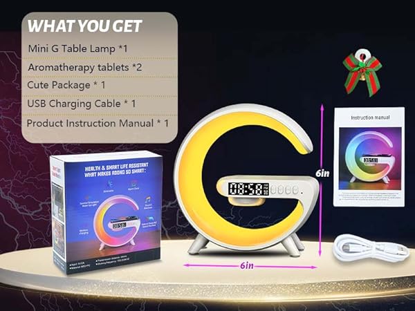 Atmosphere Bedside Light with Wireless Charging Station,Alarm Clock Music Lit Lamp Christmas Gift