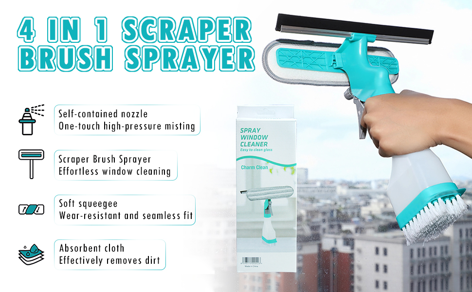 4-in-1 Scraper Brush Spray and Brush