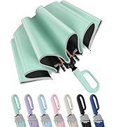 Seniny Travel Umbrella with Carabiner Handle, Windproof Large Umbrellas for Rain with Dual-Rib St...