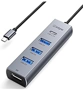 intpw USB C to USB A Hub Splitter 5 Ports with BC Charging Aluminum Thunderbolt to USB C Hub Mult...