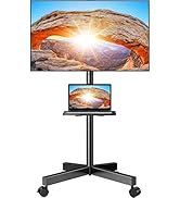 Perlegear Rolling TV Stand for 23-60 Inch LED Flat Screen/Curved TVs up to 88lbs,Mobile TV Stand ...
