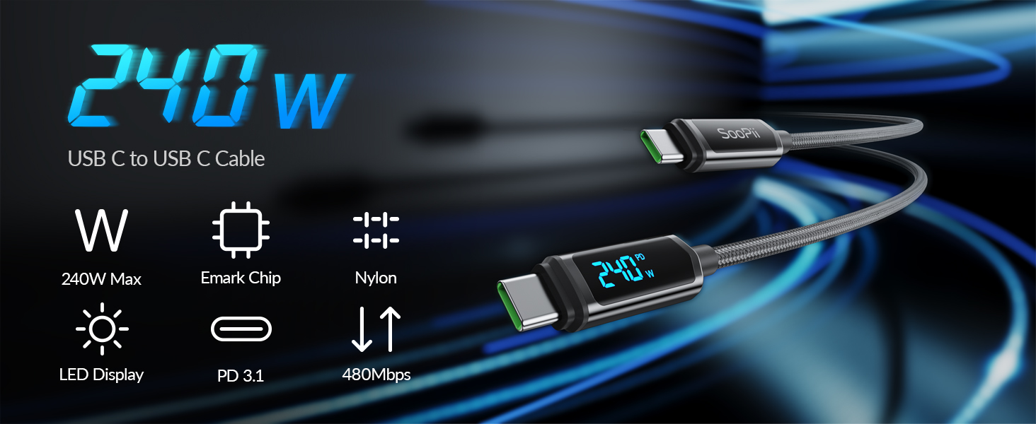 USB C Cable; 240W USB Cable; USB C to USB C Cable; 240W USB C to USB C Cable;