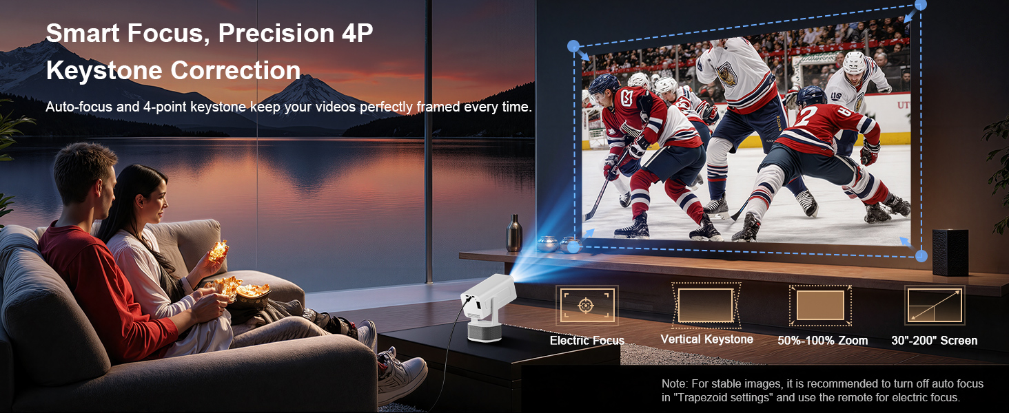 Auto focus and keystone correction projector