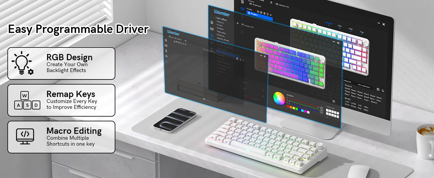 a programmable mechanical keyboard with a dedicated driver software