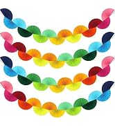 Rainbow Fan Garland Party Decorations - 4 Pack Paper Chain Garland Colorful Party Decorations for...