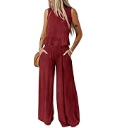 Dokotoo Pants Sets Women 2 Piece Outfits Sleeveless Round Neck Tank Tops Matching Sets for Women ...