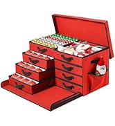 Peyulia Christmas Ornament Storage Box, Stackable Organizer with Lid and Pockets, Side Open, 8 Tr...