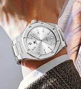 OLEVS Mens Watches Octagonal Luxury Stainless Steel Dress Watches for Men Quartz Analog Large Fac...