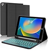 BORIYUAN New iPad 10.2 9th 8th 7th Generation 2021 Keyboard Case, 7 Colors Backlit Detachable Key...
