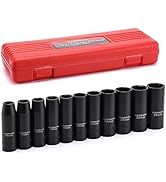 CASOMAN 11 Pieces 1/2-Inch Drive Deep Impact Socket Set, 6-Point, Metric, 10mm to 24mm
