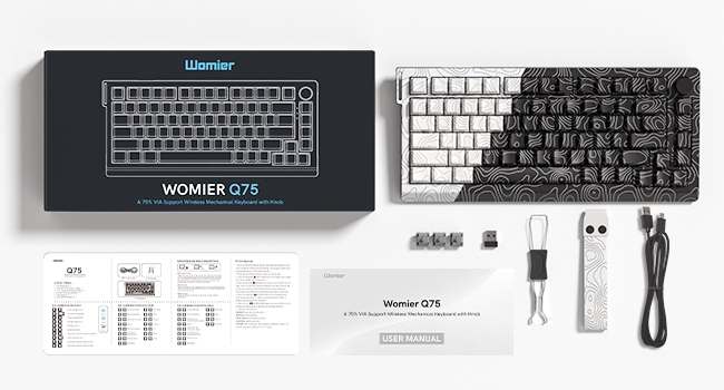 QMK/VIA 75% Keyboard Wireless,Topographic Gaming Mechanical Keyboard 65%