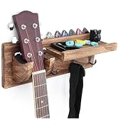 Bikoney Guitar Wall Hanger Guitar Holder Wall Mount Bracket Hanger Guitar Wood Hanging with Pick ...