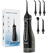 Water Flosser, IPX7 Waterproof 300ML Large Tank 4 Cleaning Modes Portable Oral Irrigator Cordless...