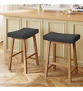 Yaheetech 24 Inch Counter Height Bar Stools Set of 2, Backless Saddle Stool Chair for Kitchen Cou...