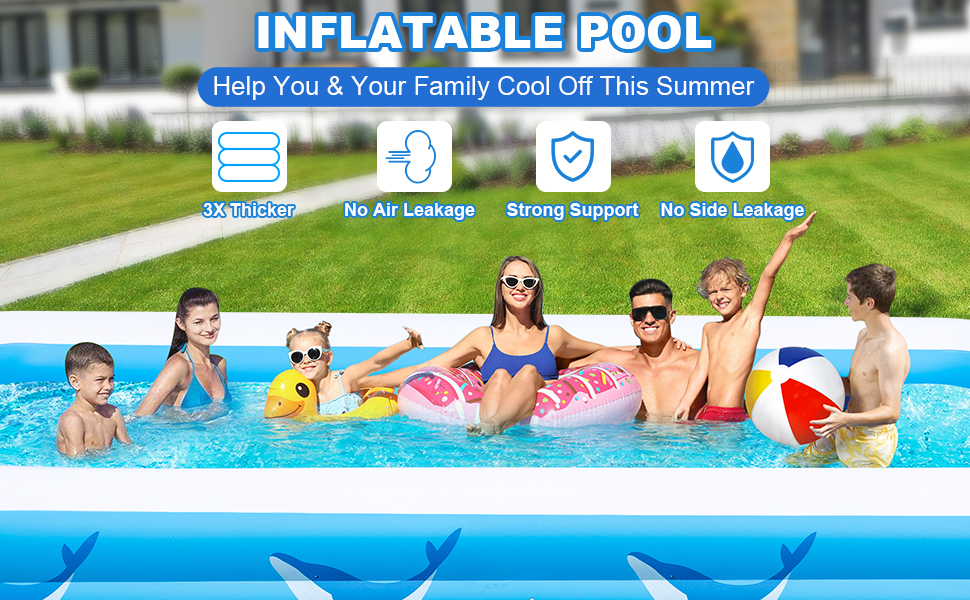 Large Inflatable Pool for Adults Kids,Blow-up Pools Inflatable Swimming Pool with Pump, Kiddie Pool