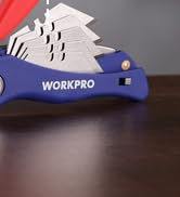WORKPRO Folding Utility Knife, Quick-Change Box Cutter, Blade Storage in Handle with 5 Extra Blad...