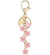 Suweibuke Cute Initial Letter Keychain with Love You Heart, Enamel Flower Charm for Key Handbag B...