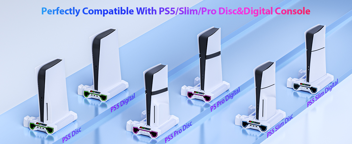 playstion 5 cooling stand with cooling fan and controller docking station
