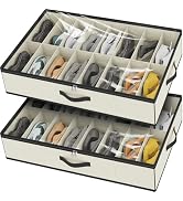 32 Pairs Shoe Organizer Under Bed, Sturdy Underbed Shoe Storage Boxes Bins, Organizador De Zapato...