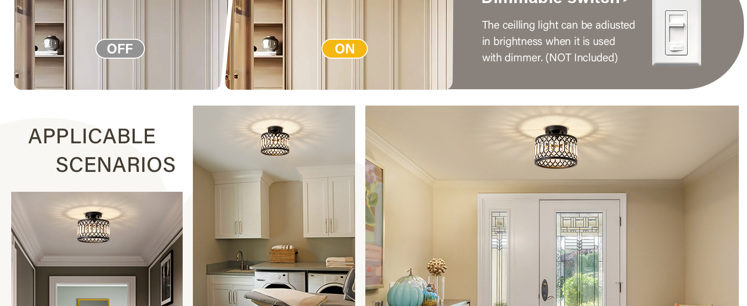 Crystal Black Ceiling Light