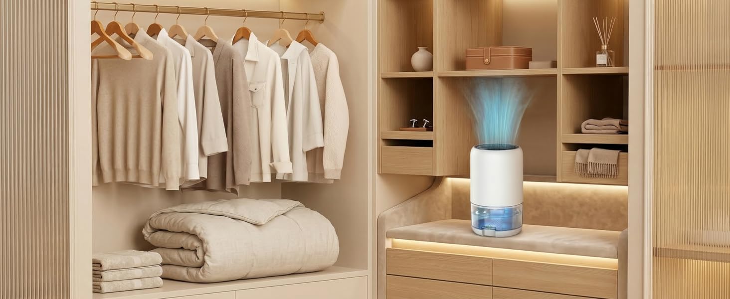 Versatile dehumidifier for living room bedroom bathroom and RV camper condensation.