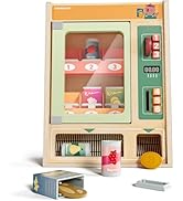 TOP BRIGHT Wooden Vending Machine Play Set, Play Food for Kids,Pretend Play Toys with Wooden Snac...